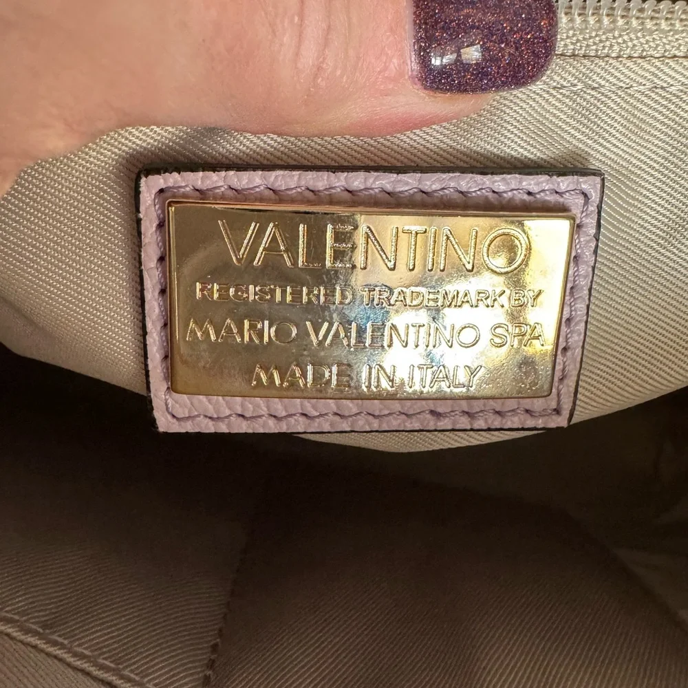 Valentino Lavender Leather Studded Satchel